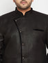 Vastramay Men's Plus Size Black Sherwani Only Top